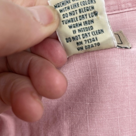 L.L. Bean pink chambray Button front rollsleeve shirt L - Picture 11 of 11